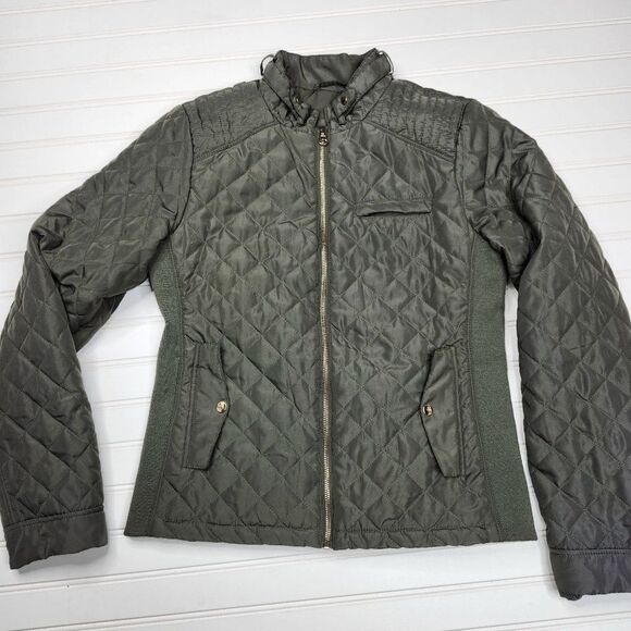 Me Jane Women's Quilted Army Green Full Zip Lightweight‎ Jacket Large - Picture 1 of 5